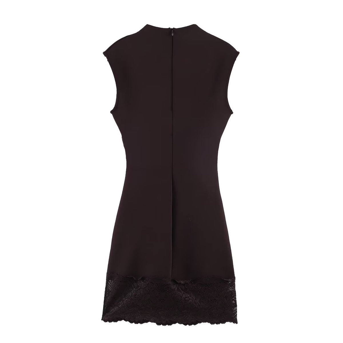 Robe Courte Satinée à Dentelle – Élégance Nocturne