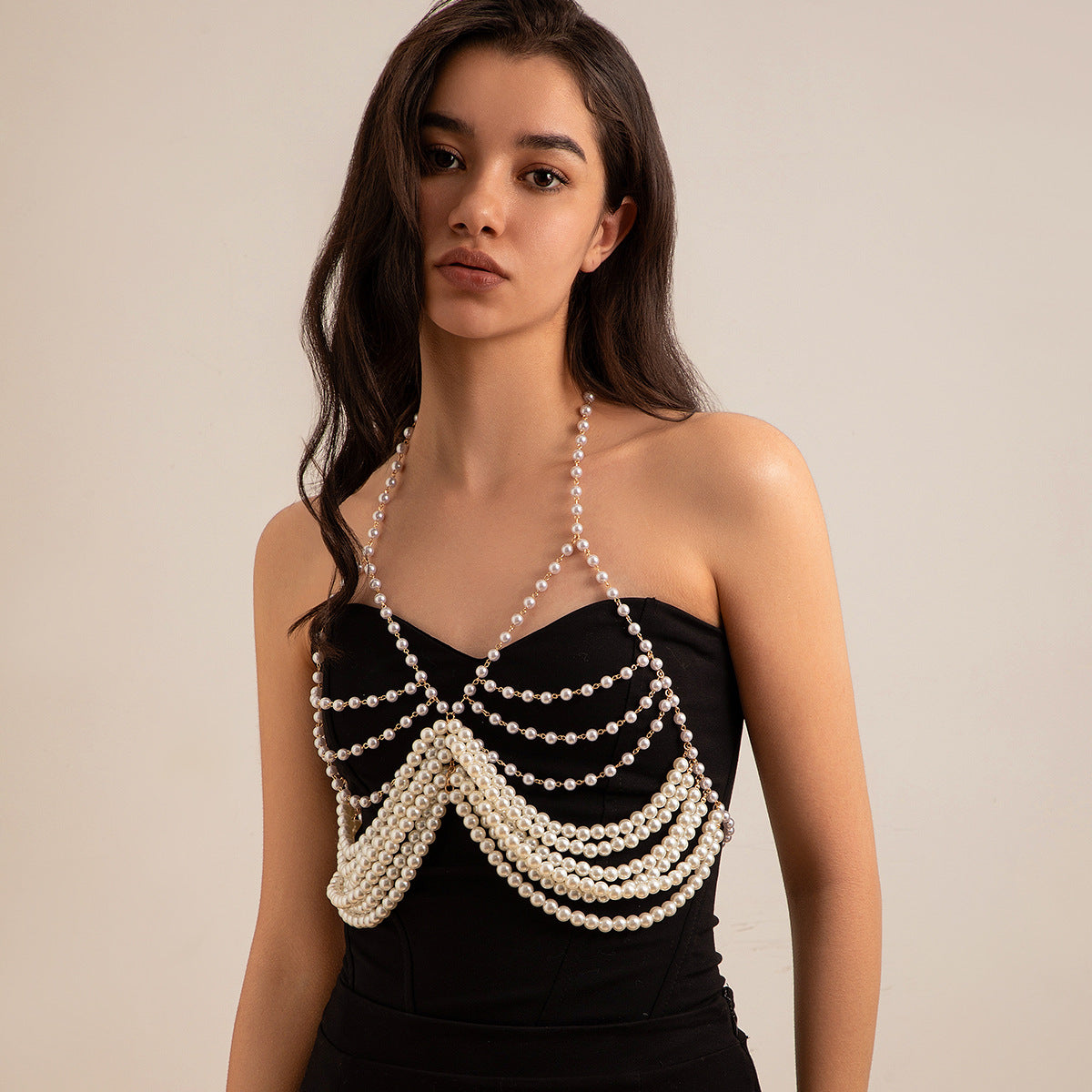 Parure de corps en perles – Drapé gothique Sirène des Abysses