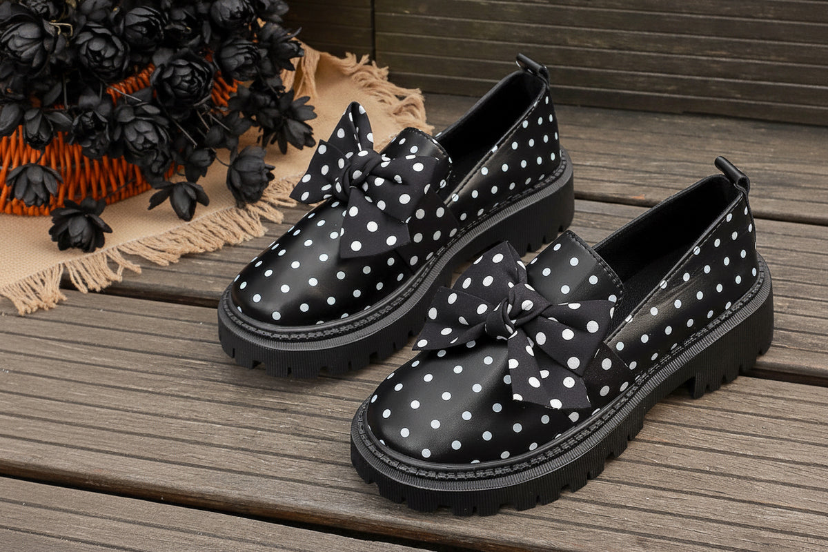 Mocassins Arlequin Nocturne – Pois & Nœud