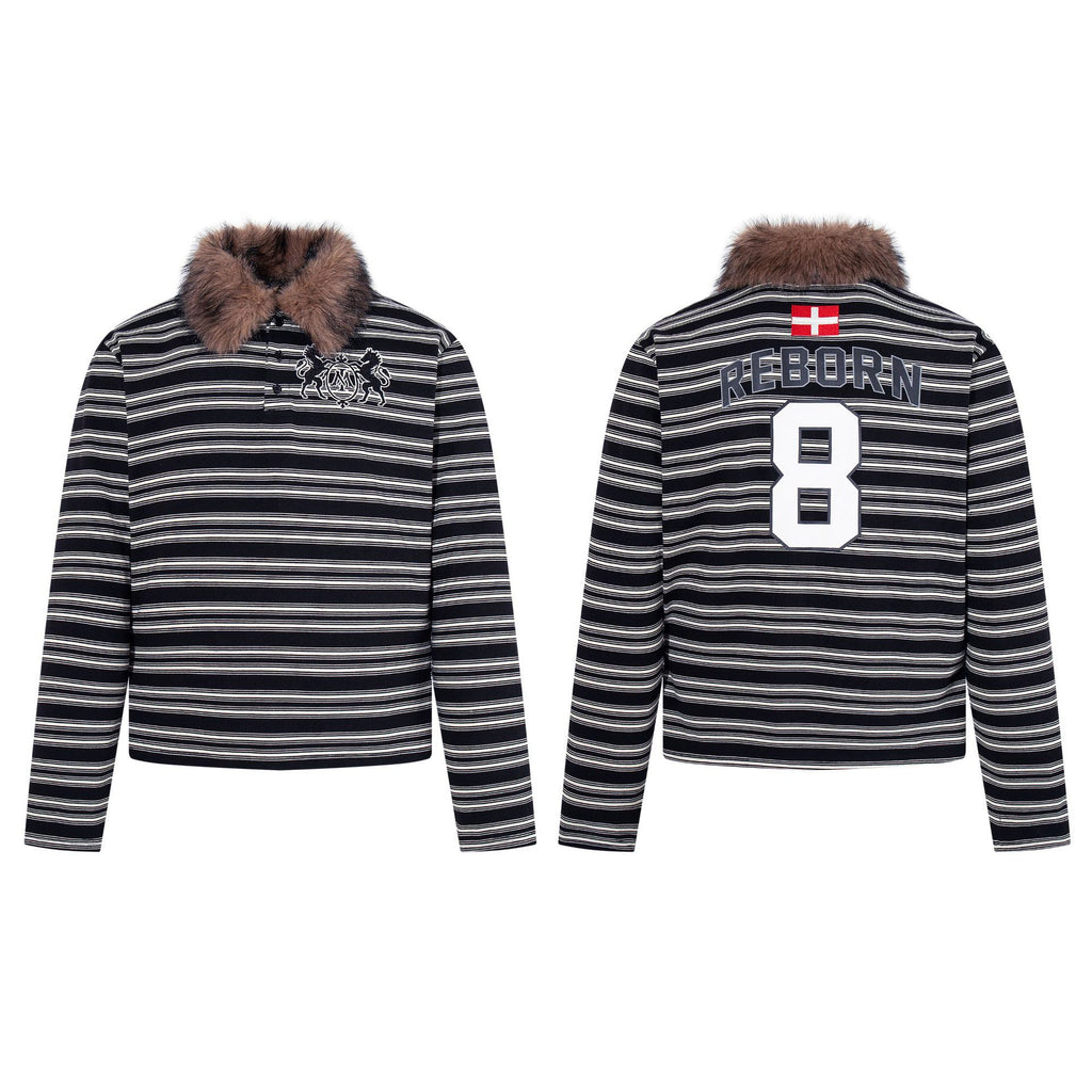 Polo rayé homme Reborn – col effet fourrure