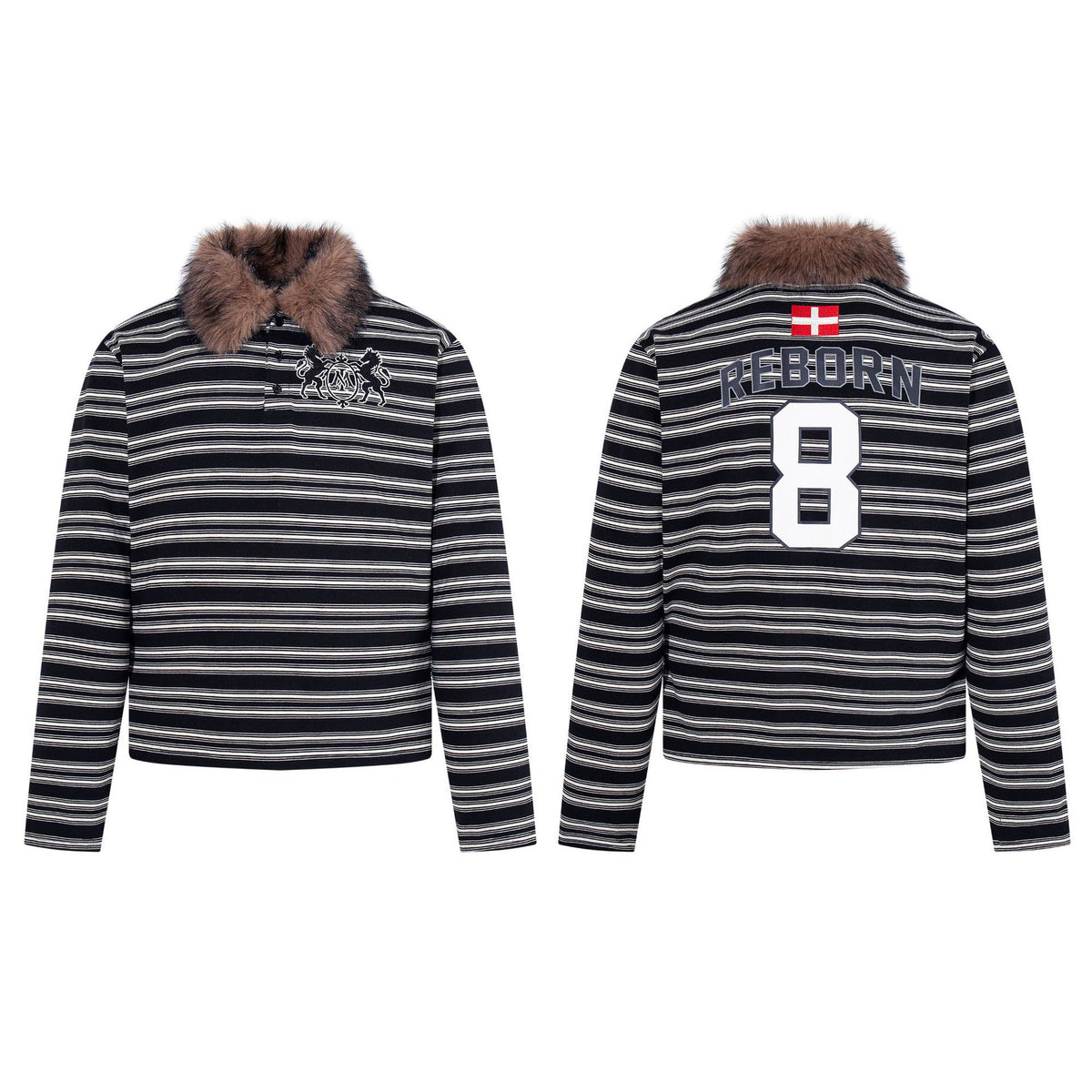 Polo rayé homme Reborn – col effet fourrure