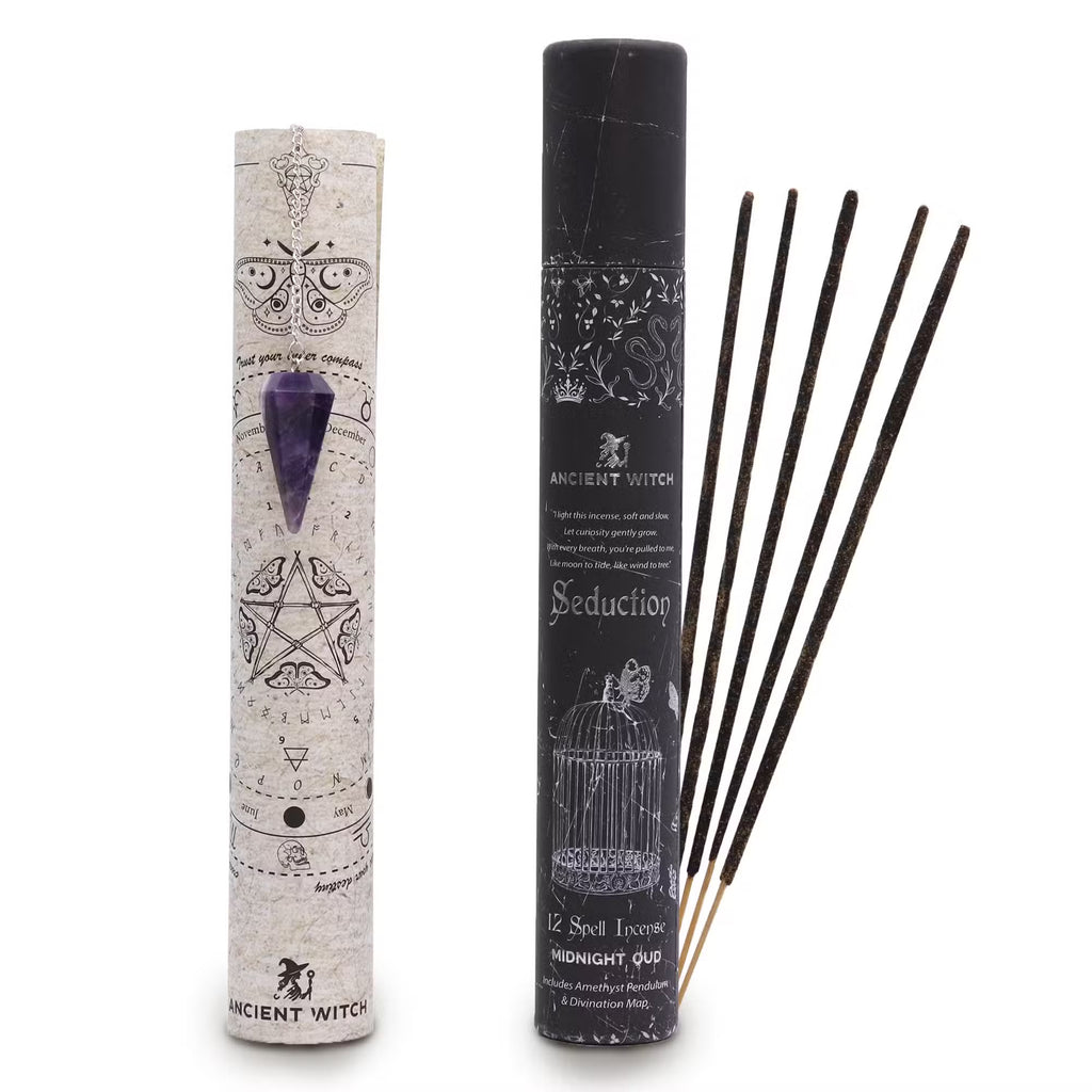Sortilège de Séduction – Encens Rituel & Pendule d’Améthyste