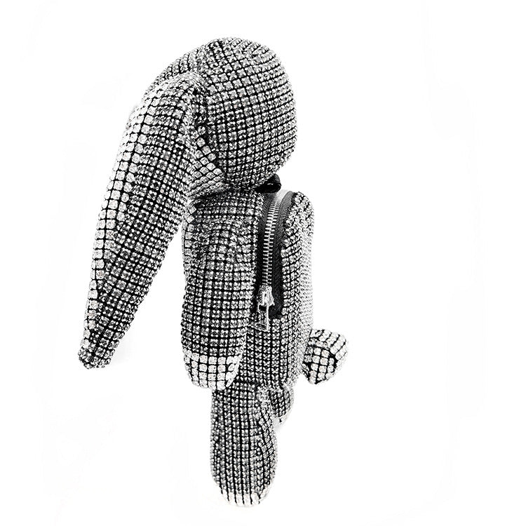 Sac Lapin Argenté à Strass – Éclat des Ombres