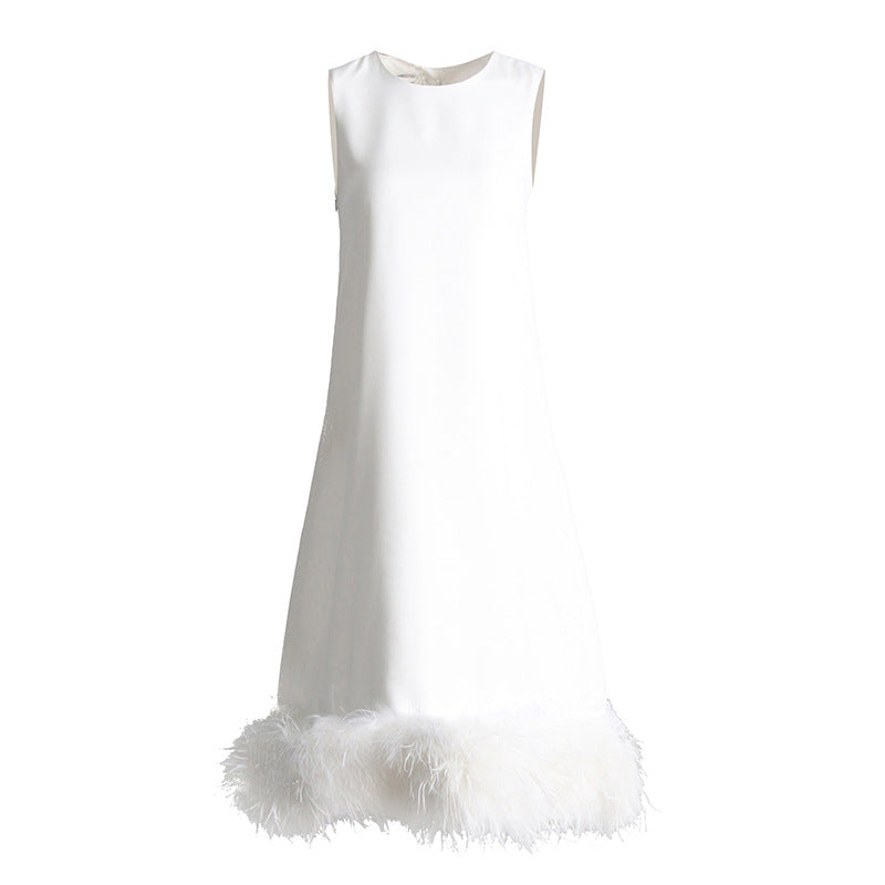 Robe Longue Hivernale à Plumes – Noire ou Blanche