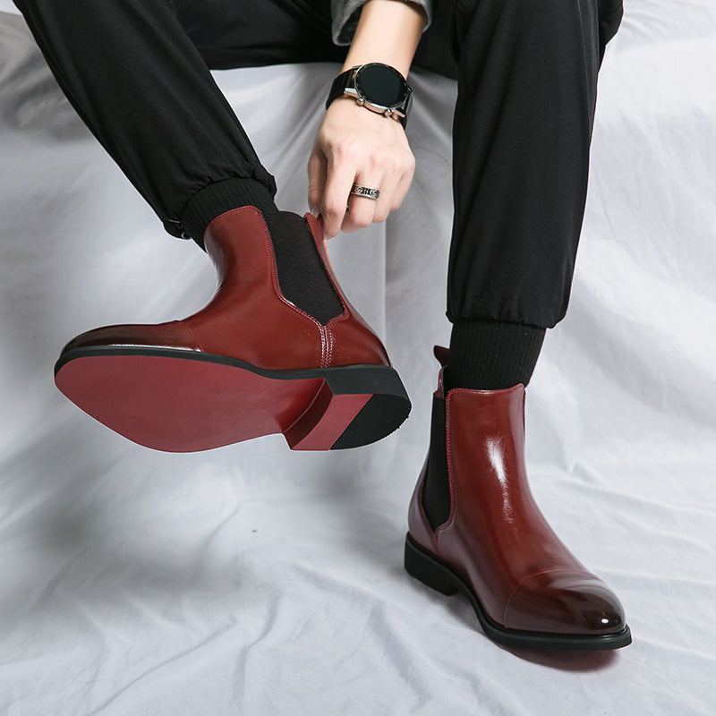Bottines Nocturne Écarlate – Chelsea Homme à Bout Pointu