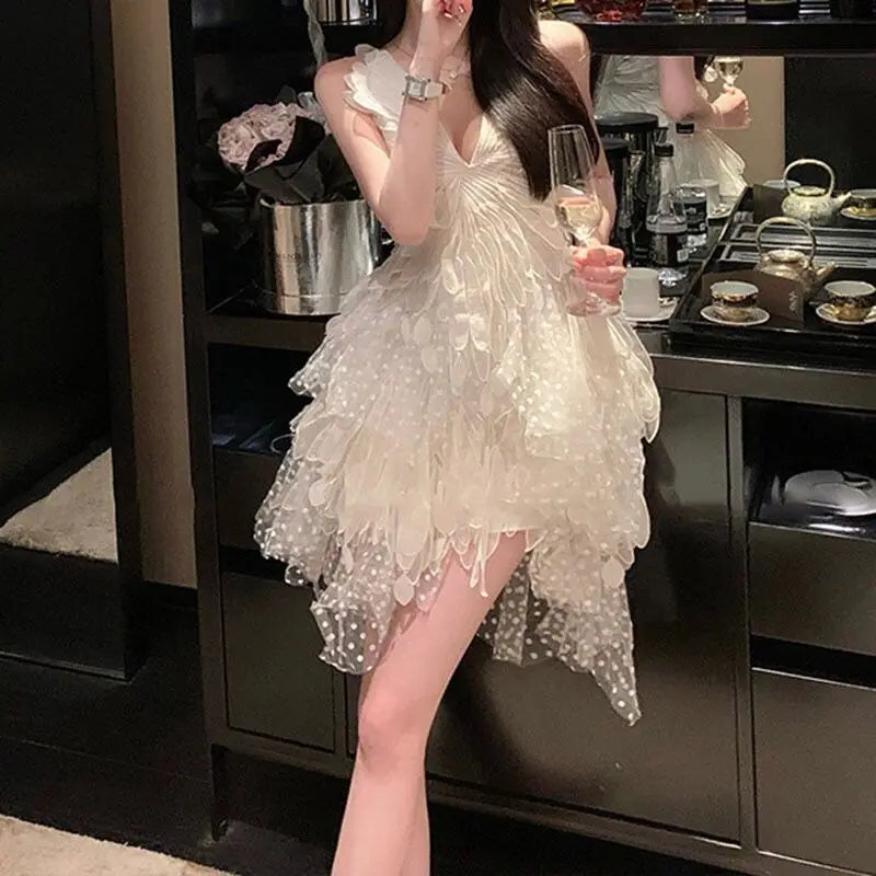 Robe courte Swan à plumes – Noir & Blanc