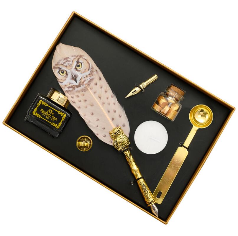 Coffret d’écriture mystique Chouette – Plume & Encrier