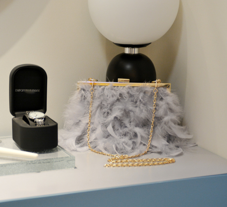 Sac de Soirée Plumes & Perles – Clair de Lune