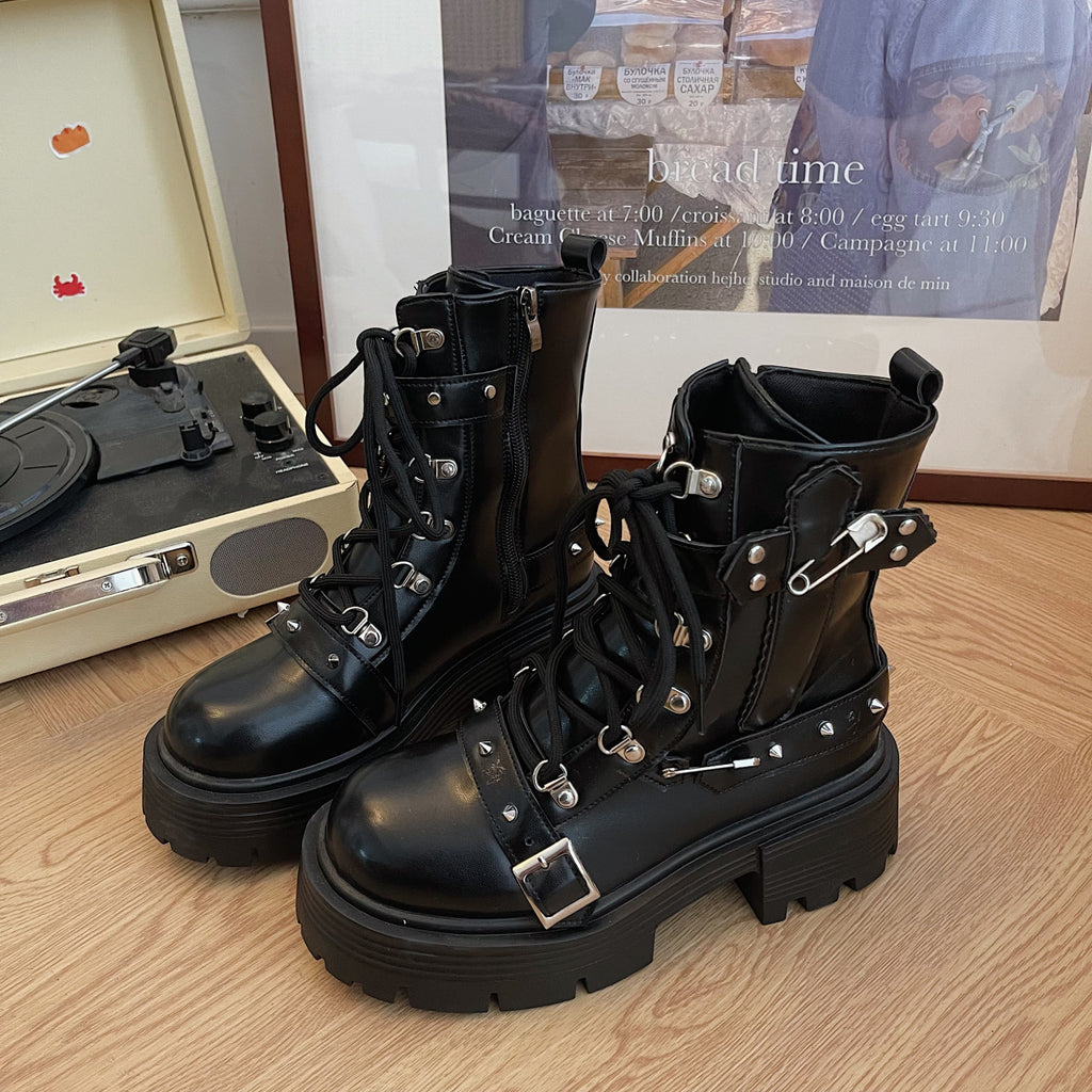 Bottines Punk Gothiques à Sangles – Anges Déchus