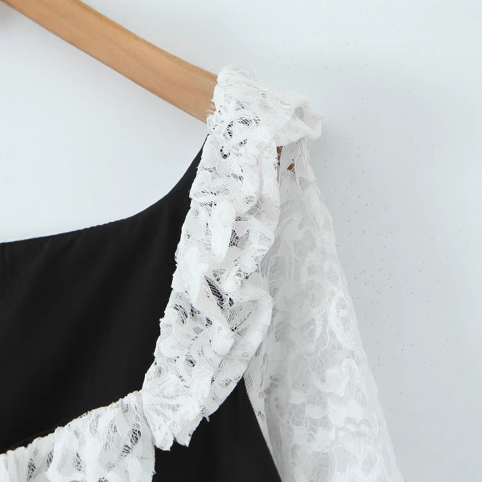 La Veuve de Salem — Robe Noire en Satin & Dentelle