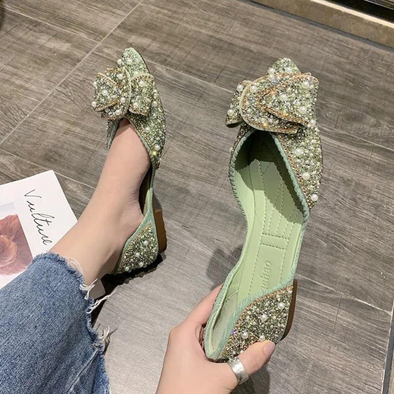 Ballerines Bijou des Profondeurs – Cristaux & Nœud Scintillant