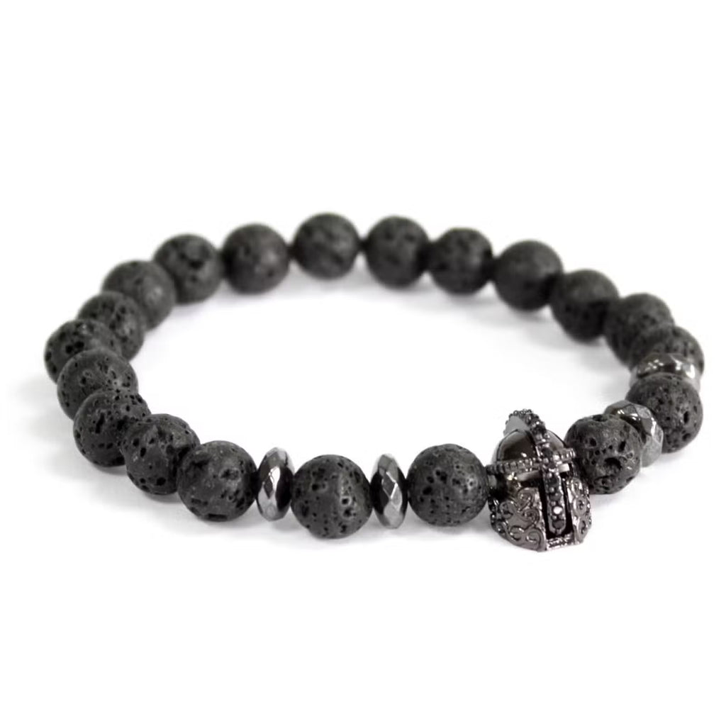 Couronne du Roi Noir – Bracelet Roi en Pierre de Lave