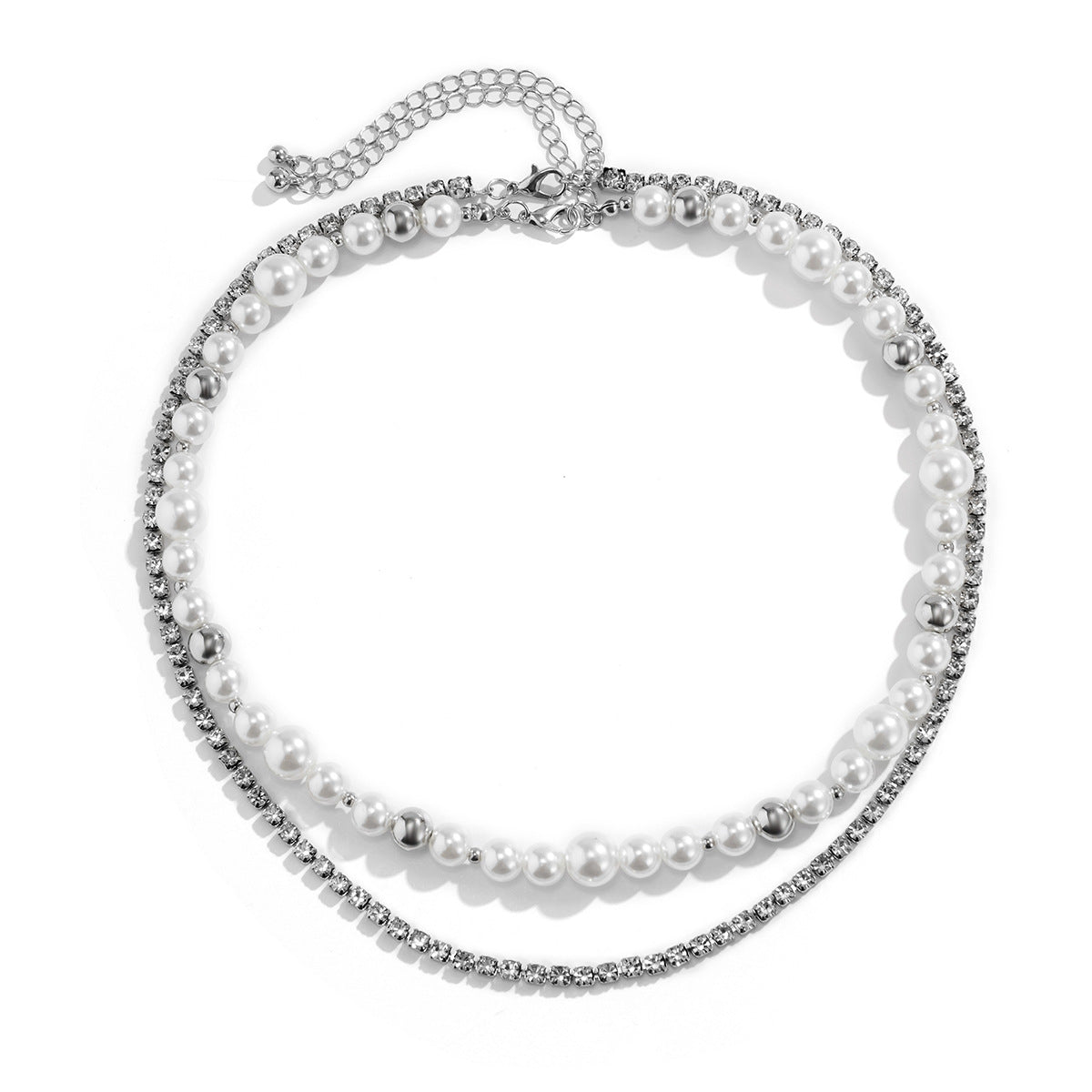 Collier Double Éclipse – Perles & Chaîne Cristal Homme