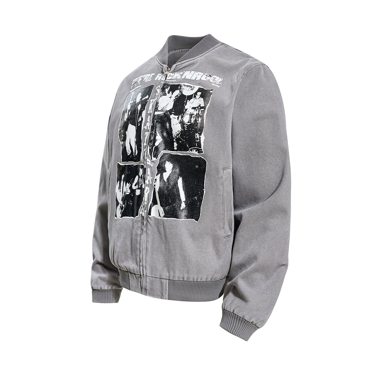 Bomber homme effet délavé – Imprimé rétro Dark Street