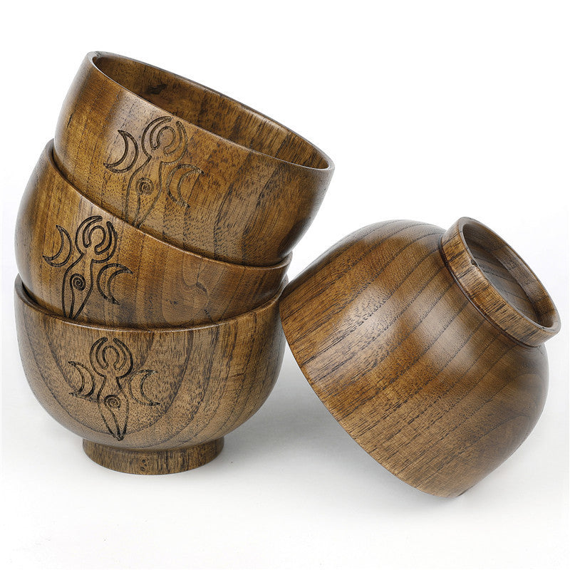 🌙 Le Bol de l’Autel Lunaire — Coupe Wicca en Bois Gravé
