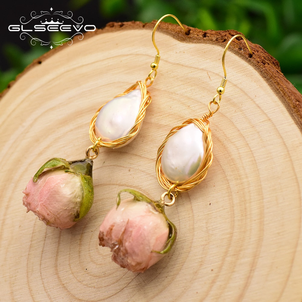 🌹 Les Perles de la Rose Engloutie — Boucles d’Oreilles Baroques