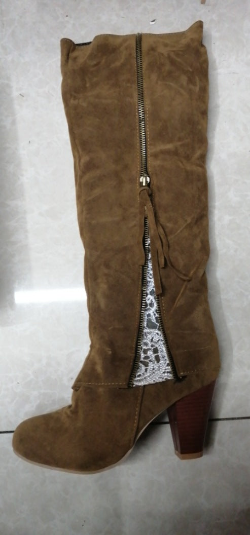 Bottes hautes bohème sombre à talon – Esprit sorcière nomade