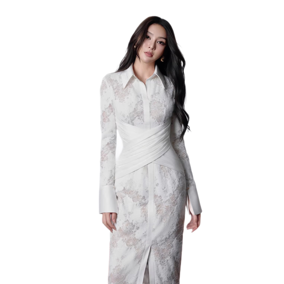 Robe longue blanche brodée – Élégance spectrale