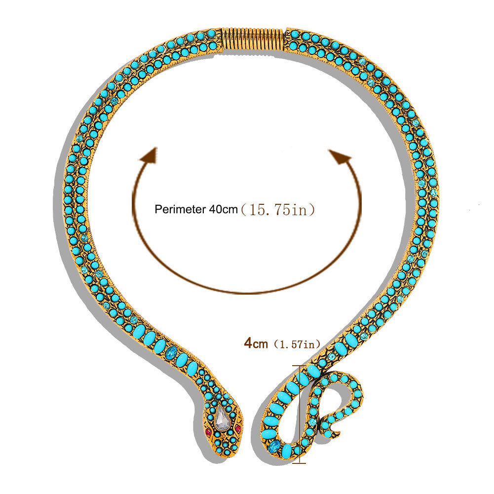 The Serpent of Illusion — Turquoise & Gold Serpent Necklace