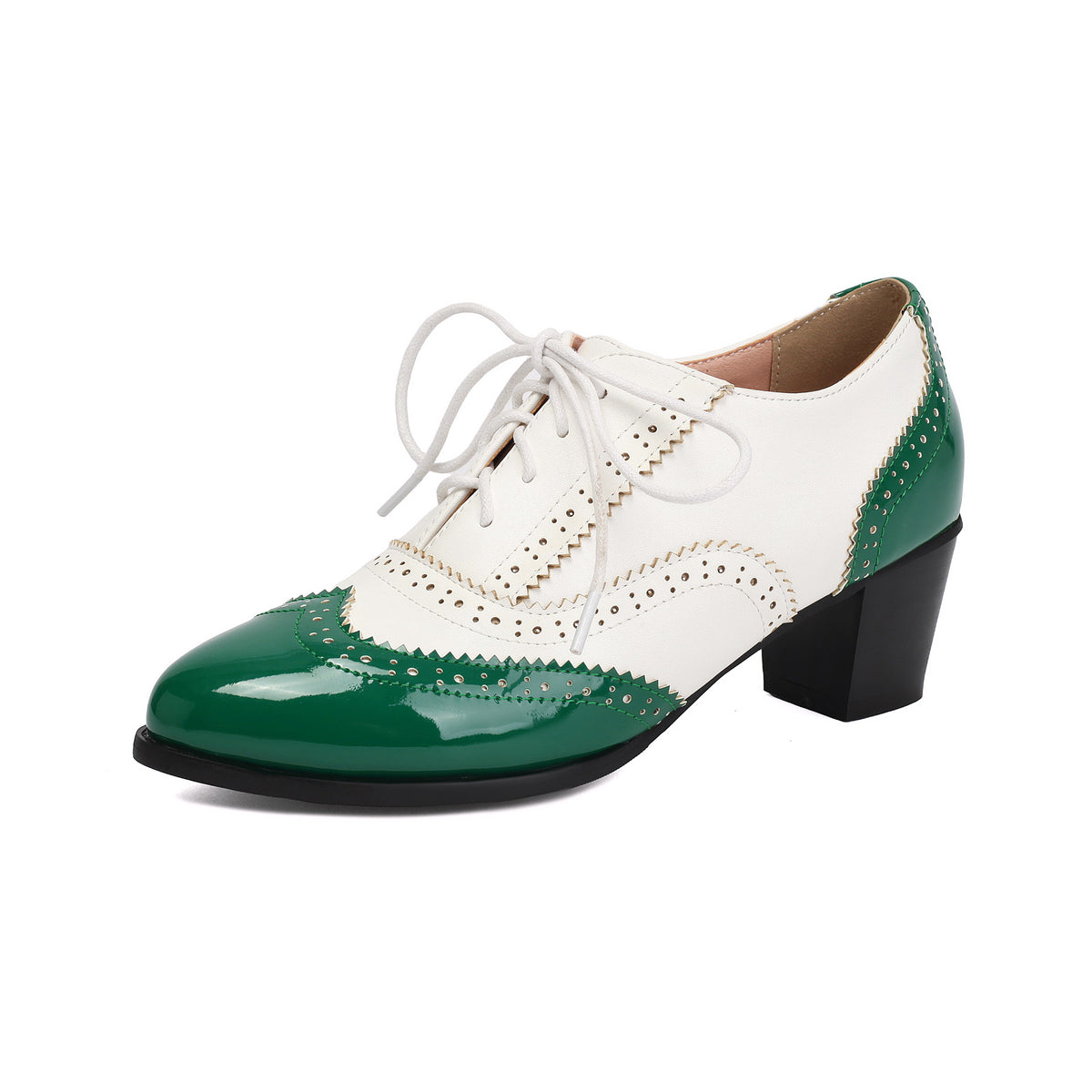 Chaussures richelieu rétro à talon épais – Élégance du Cirque des Ombres