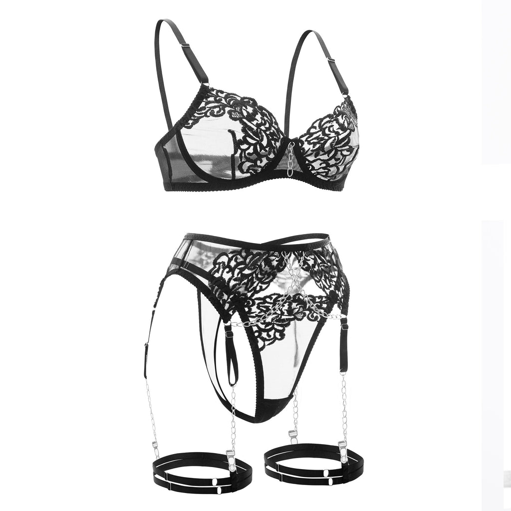 Chaînes de Minuit – Ensemble Lingerie Dentelle & Chaînes