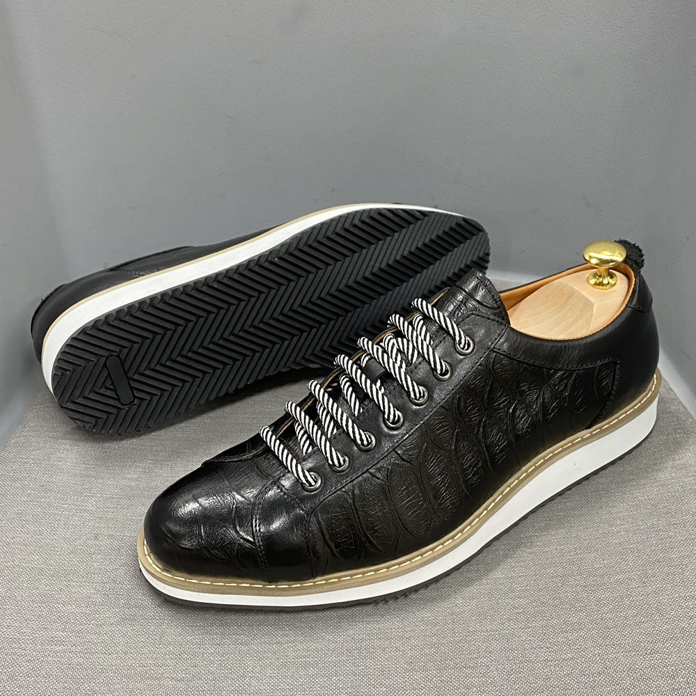 Derbies Crocodile Homme – Cuir Noir & Vert Sombre.