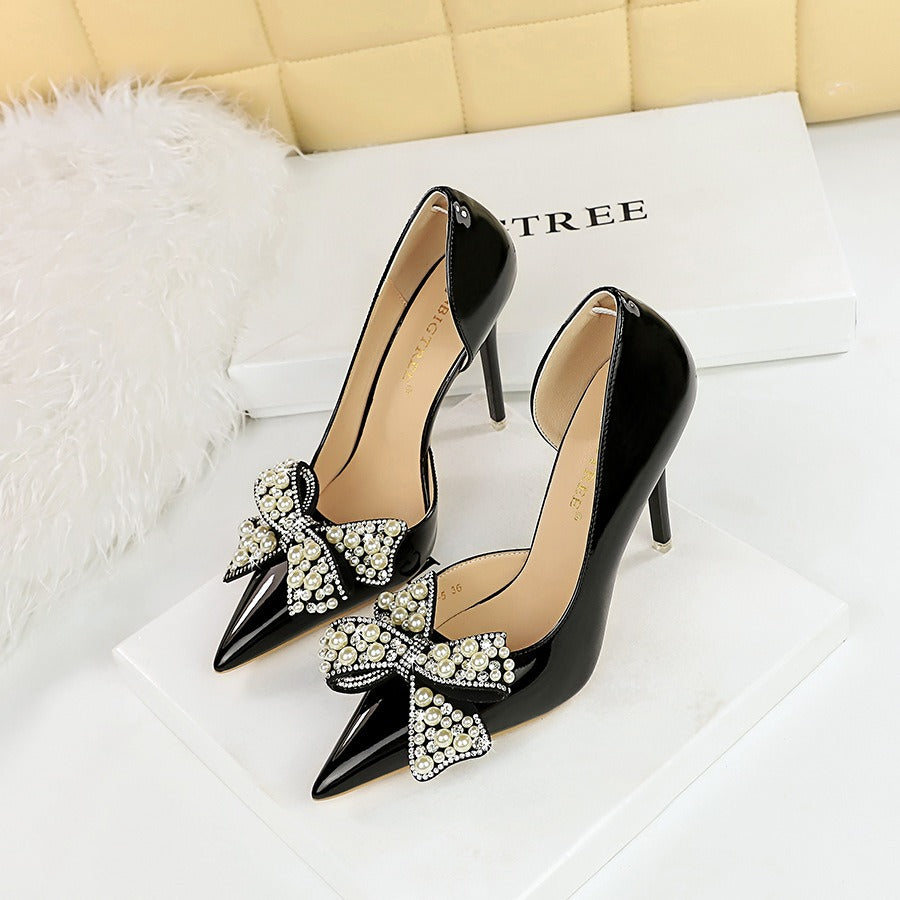 Scarlet Wedding Pumps – Jewel Bow & Stiletto Heel