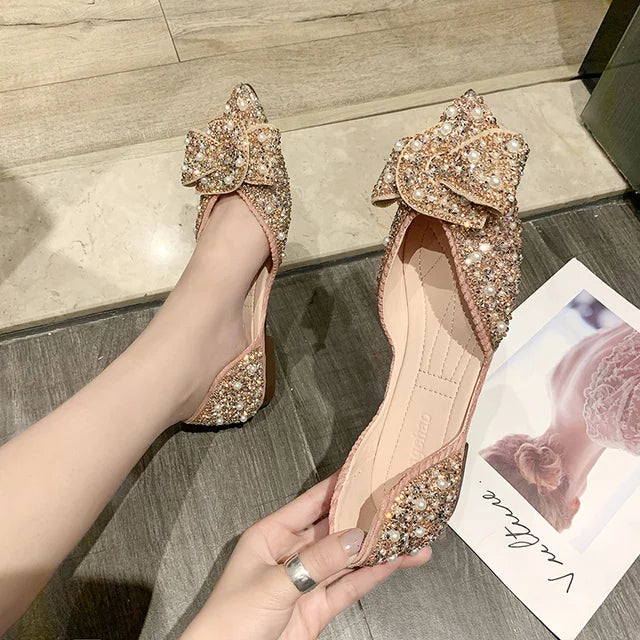 Ballerines Bijou des Profondeurs – Cristaux & Nœud Scintillant