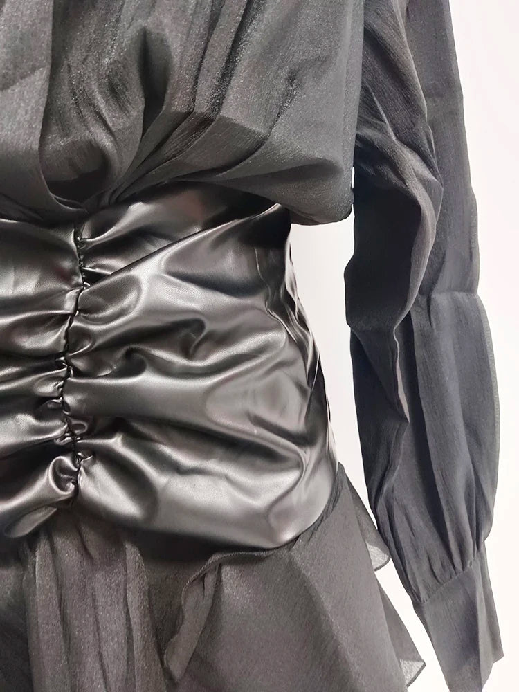 Robe Noire Élégante Effet Cuir – Anges Déchus