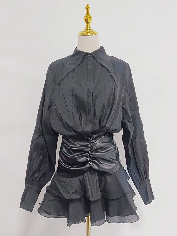 Robe Noire Élégante Effet Cuir – Anges Déchus