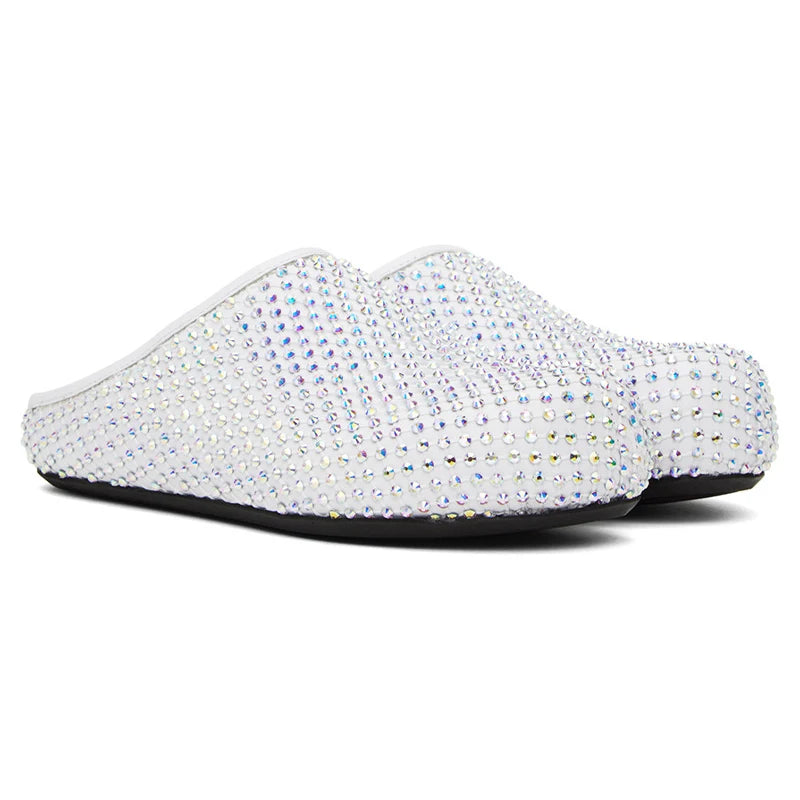 Mules Éclat de Givre – Strass Noirs & Cristal