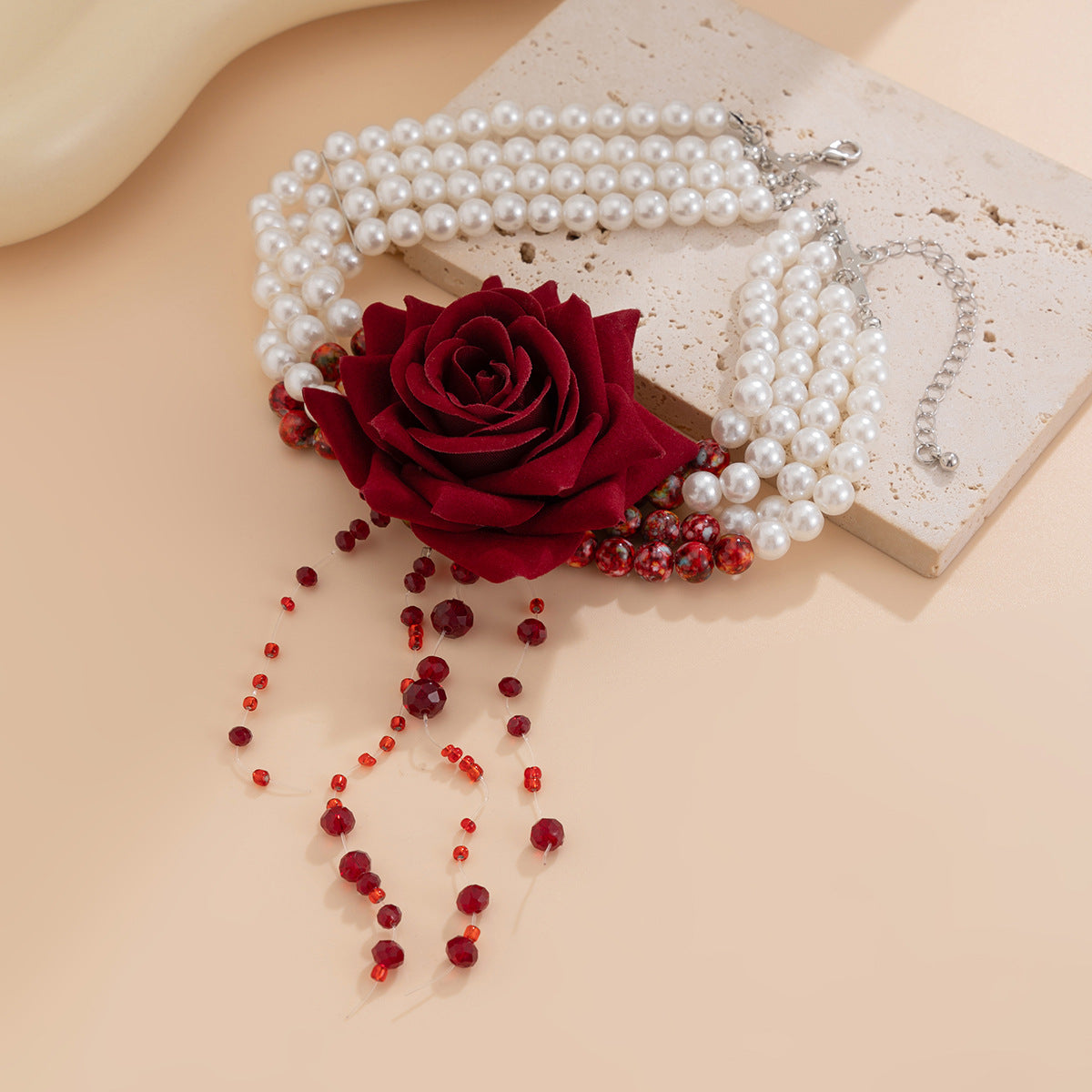 Parure Gothique Rose Noire & Gouttes de Sang