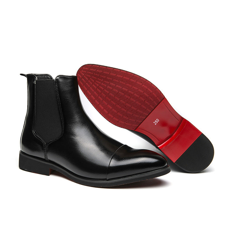 Bottines Nocturne Écarlate – Chelsea Homme à Bout Pointu
