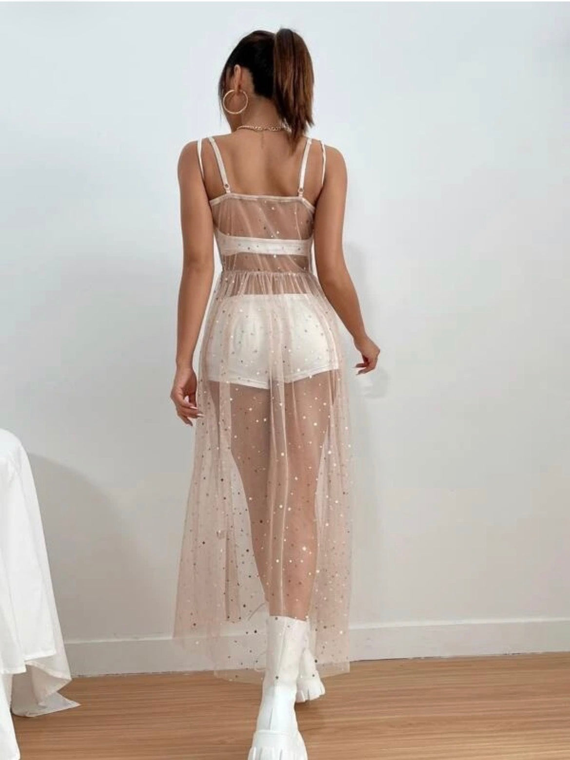 Robe des Abysses en Voile à Sequins – Longue & Fendue 🖤🌊