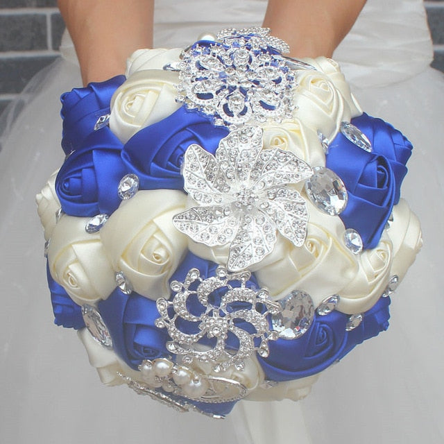 Bouquet de Mariée Éternel – Roses, Cristaux & Strass