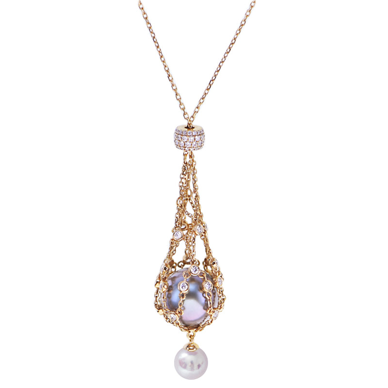 Collier baroque doré à perles nacrées – Éclat d’Antan
