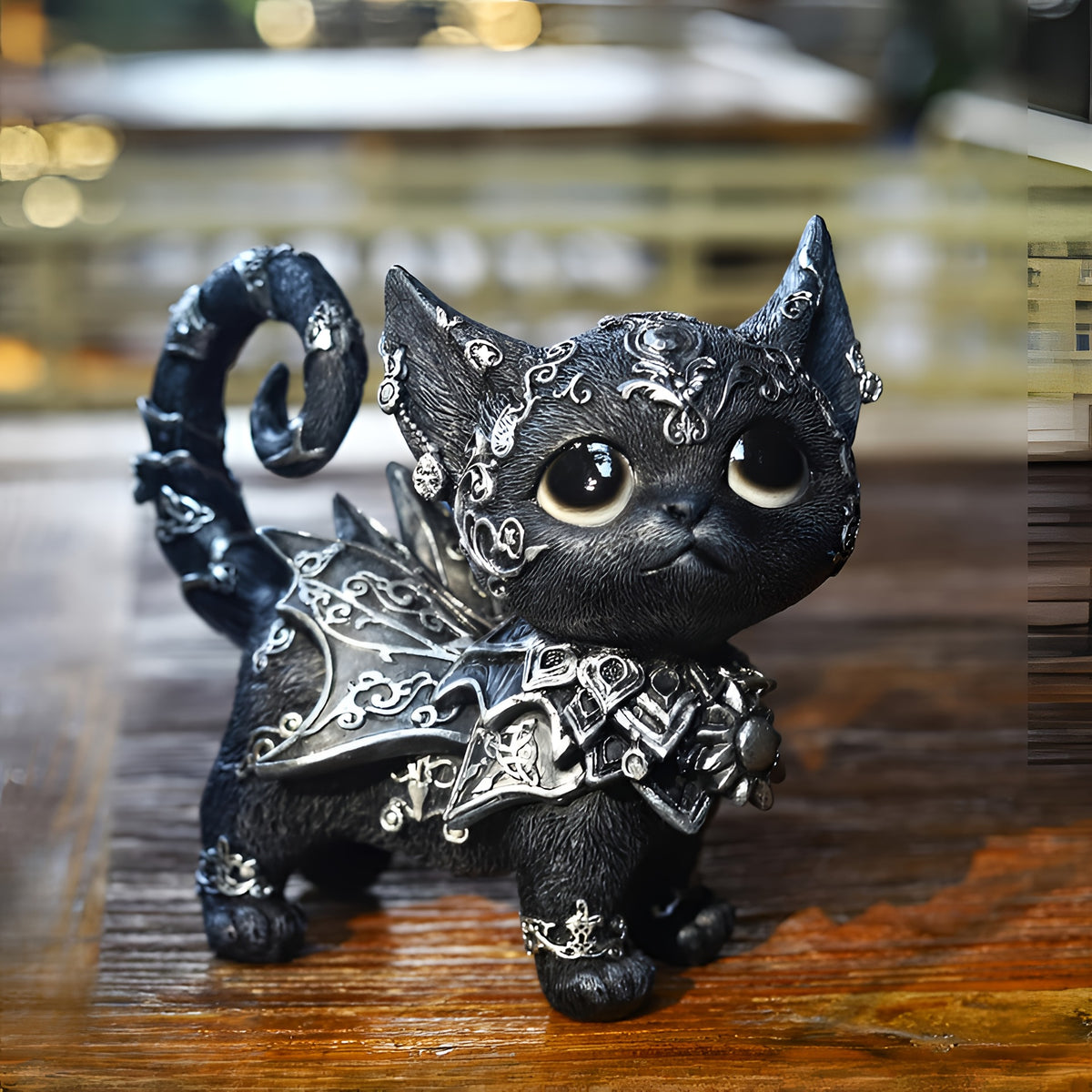 Le Familier des Neiges Noires — Figurine Chat Gothique
