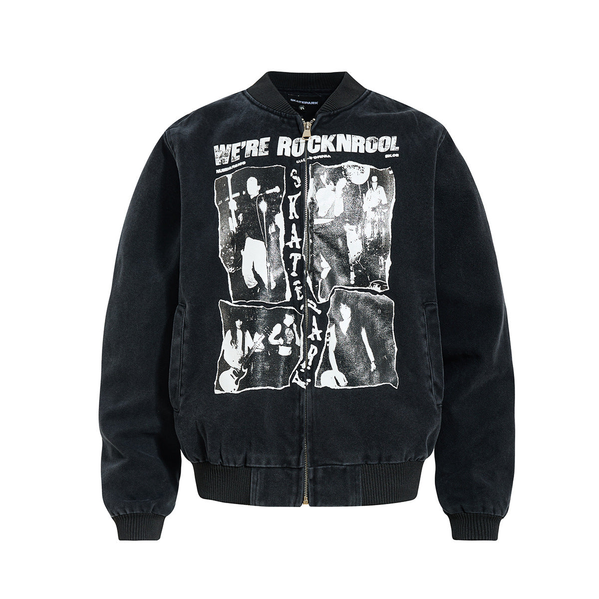 Bomber homme effet délavé – Imprimé rétro Dark Street