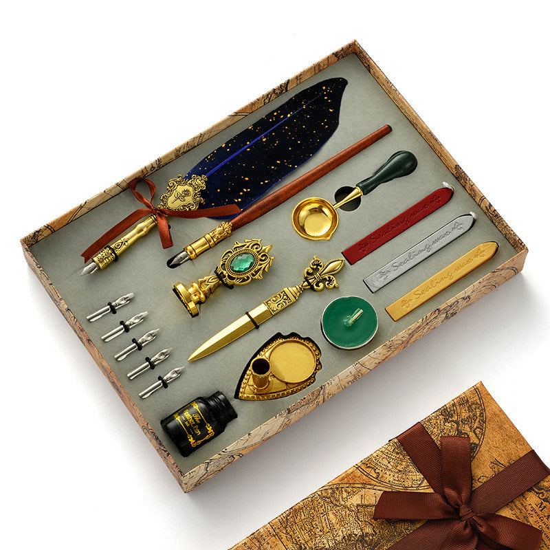 Coffret de Calligraphie Occulte – Plume Ancienne & Sceau