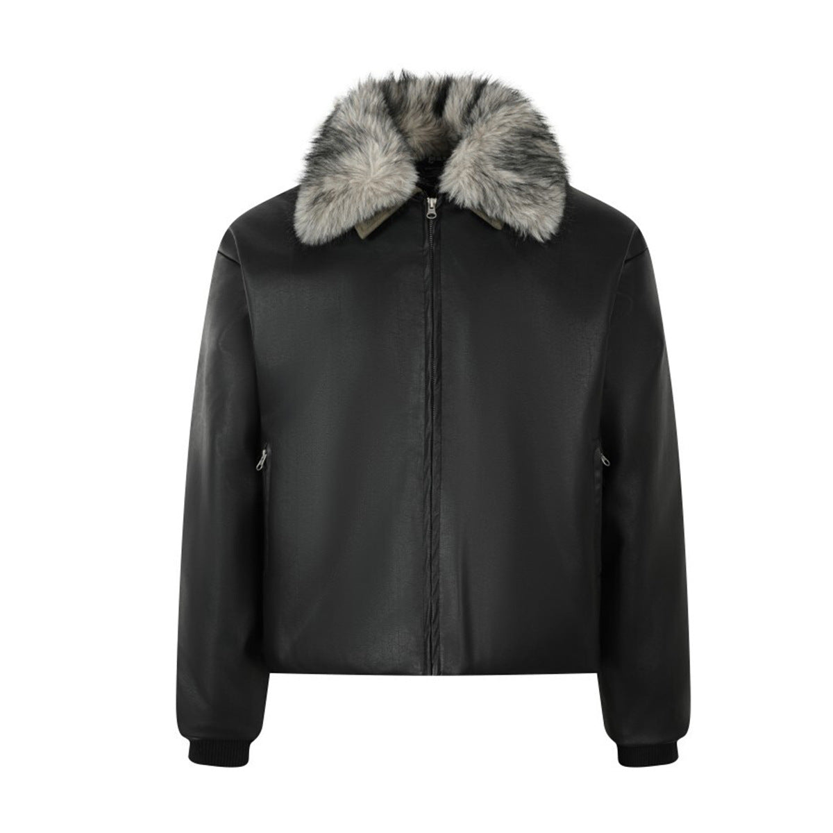 Blouson noir homme col fourrure – Élégance d’hiver