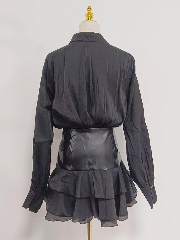 Robe Noire Élégante Effet Cuir – Anges Déchus