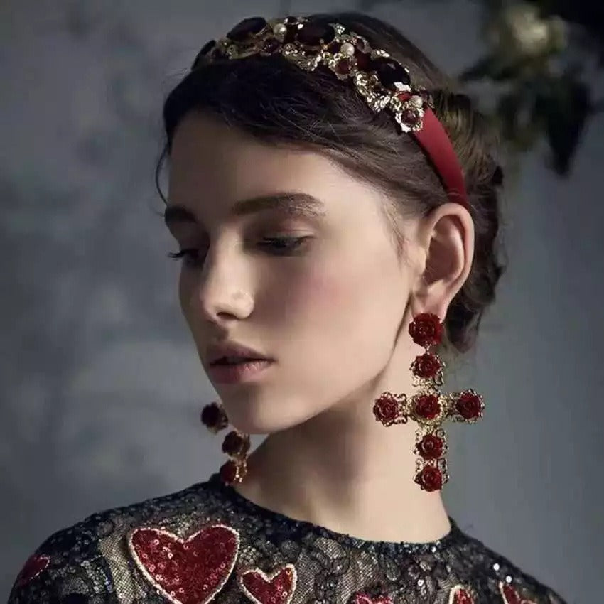 The Crosses of the Night — Baroque Rose Earrings