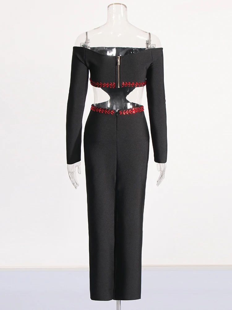 Robe Noire Vampire aux Découpes Rouge Sang