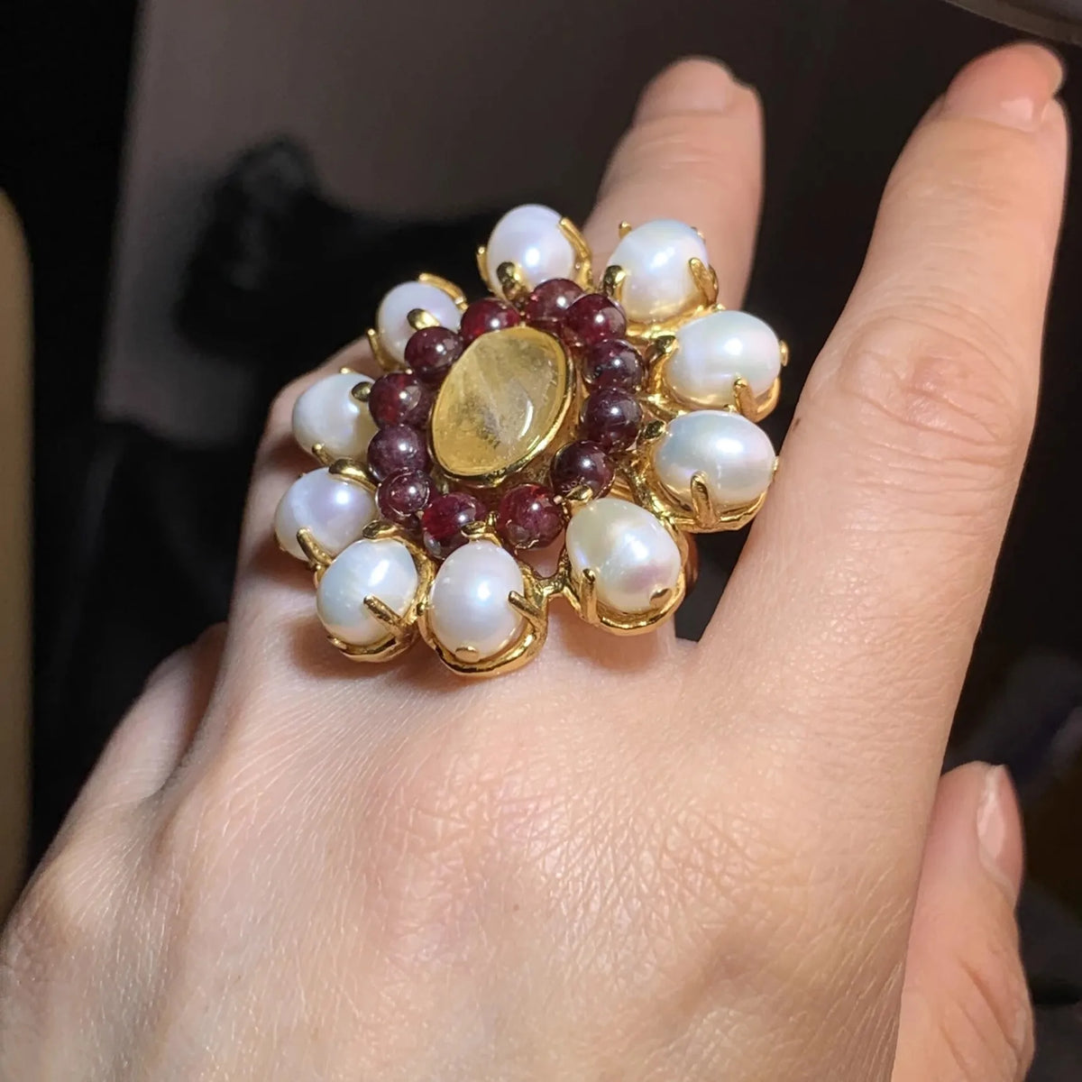Bague-Broche Baroque aux Perles & Cristal – Éclat de Cour