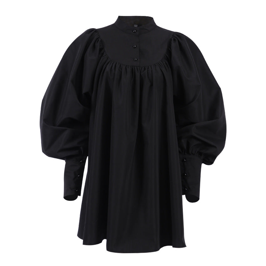 Robe Noire Éclipse – Manches Bouffantes Gothiques