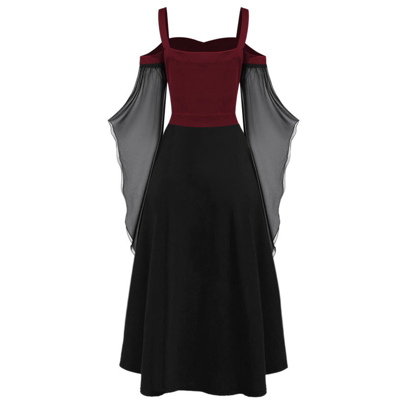 Robe Sorcière Gothique à Laçage & Manches Voilées