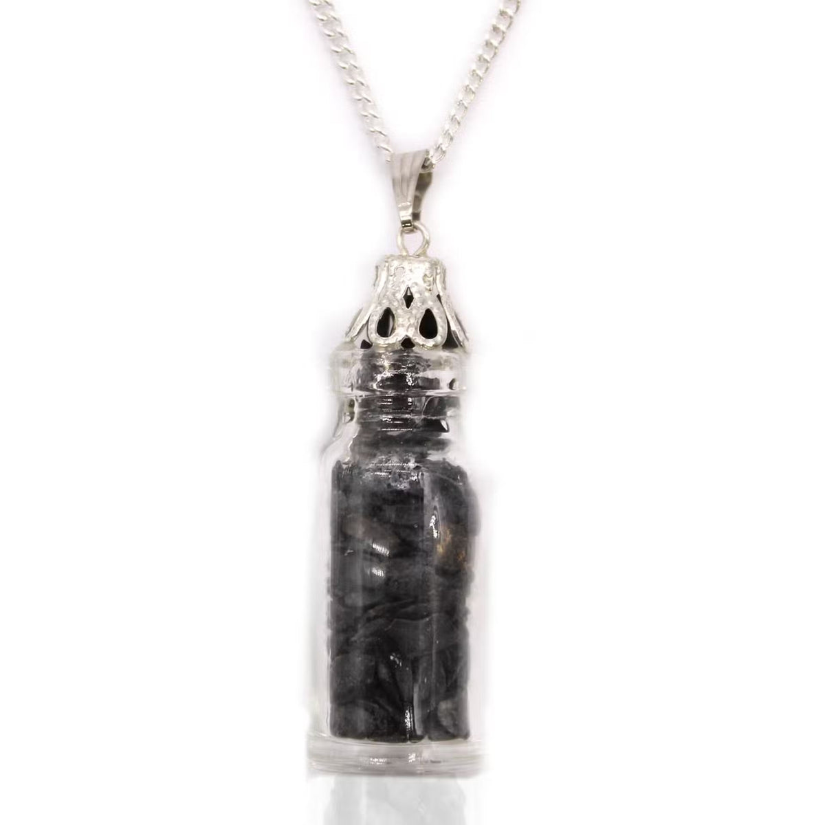 Fiole des Profondeurs – Collier Gothique Onyx Noir | Bijou Sorcière