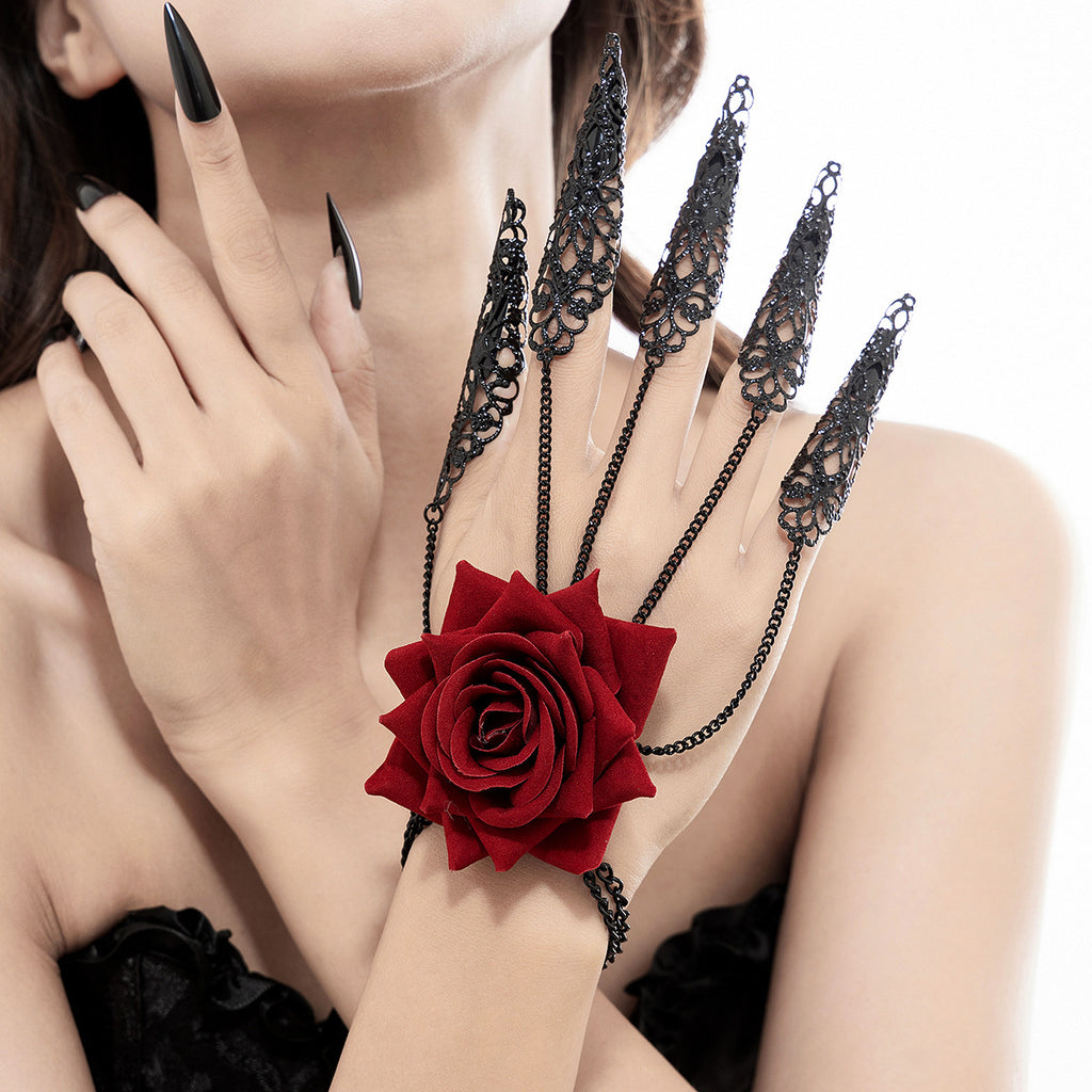 Parure Gothique Rose Noire & Gouttes de Sang