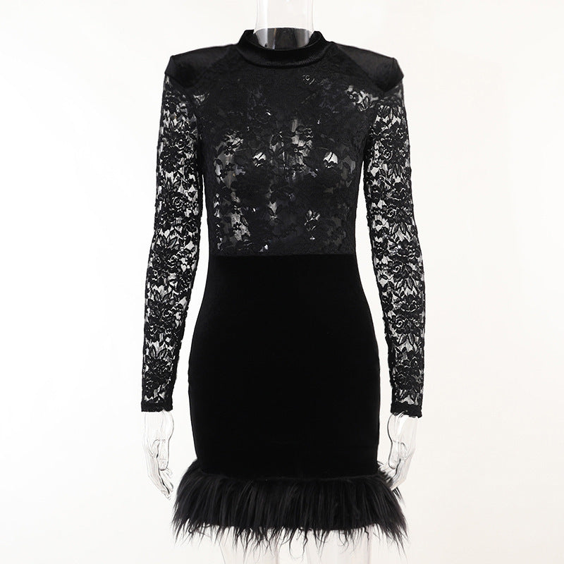 Robe Noire Dentelle & Velours – Nuit Vaudou