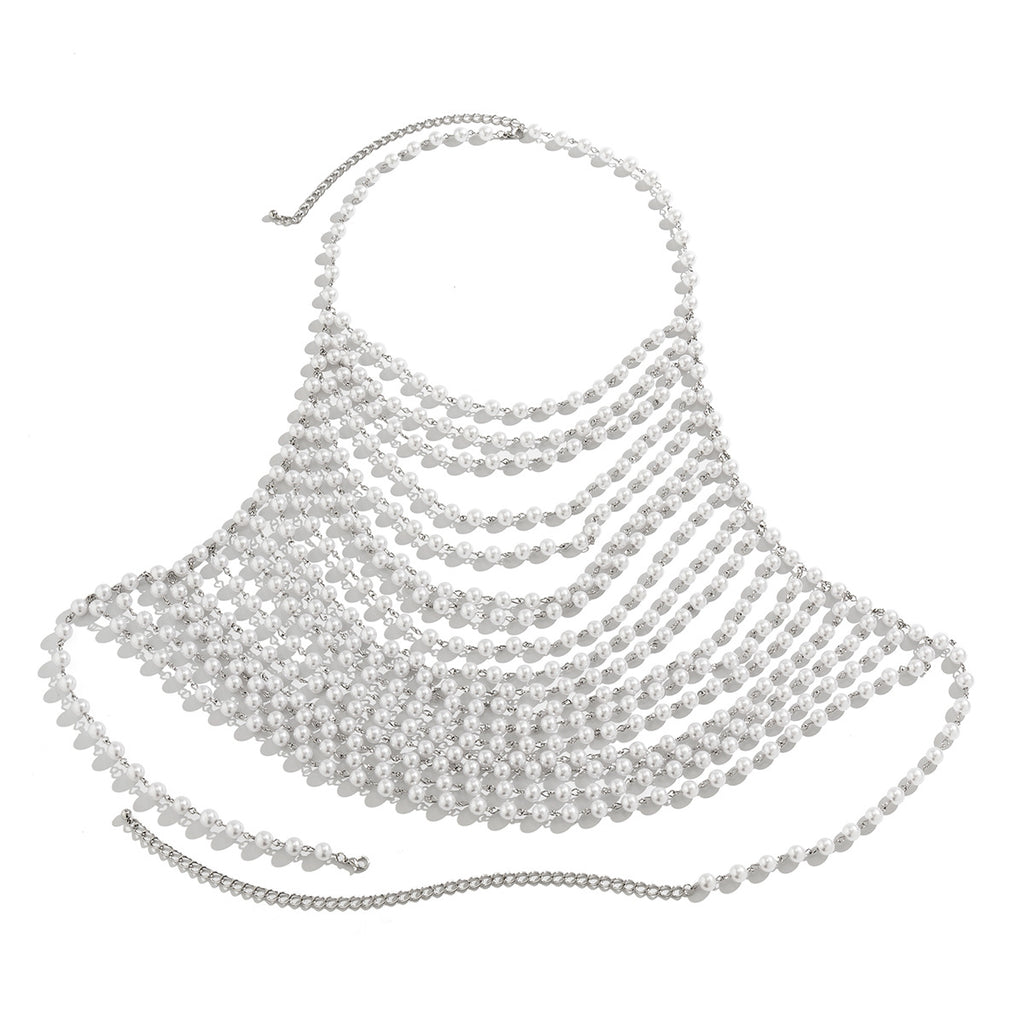 Parure de corps en perles – Drapé gothique Sirène des Abysses